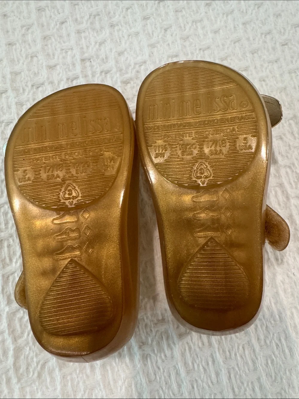 Mini Melissa Girls' Gold Glitter Jelly Mary Janes with Butterfly Accents